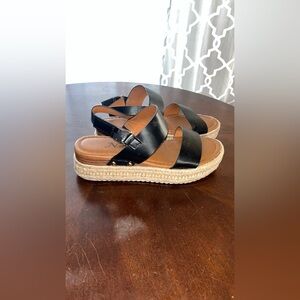 Natural Reflections black espadrille platform sandals